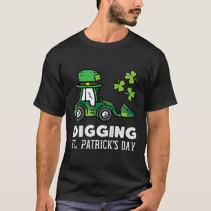 Kids Digging St Patricks Day Truck Bulldozer Toddl T-Shirt