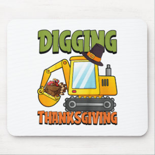 Kids Digging Thanksgiving Day Cool Excavator Turke Mouse Pad