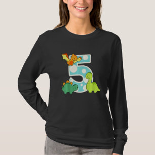Kids Dino 5th Birthday Boys 5 Year Dinosaur T-Shirt