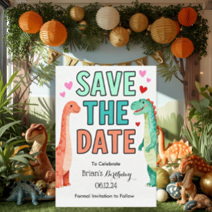 Kids Dino Birthday Party Save The Date Invitation