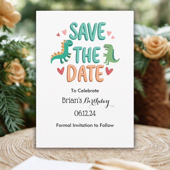 Kids Dino Birthday Party Save The Date Invitation (Creator Uploaded)