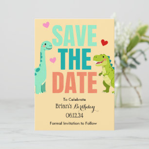 Kids Dino Birthday Party Save The Date Invitation