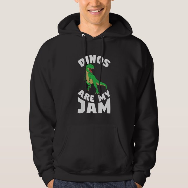 Kids Dino Boy Cute Dinosaur Dinos Trucks Are My Ja Hoodie (Front)