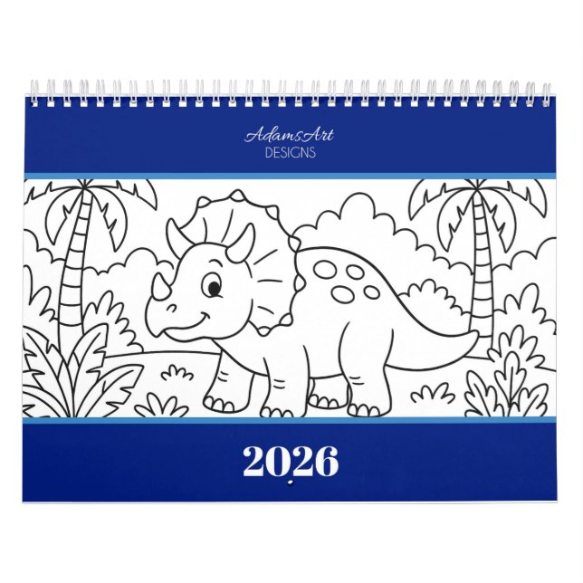 Kids Dino Colouring Calendar (Cover)