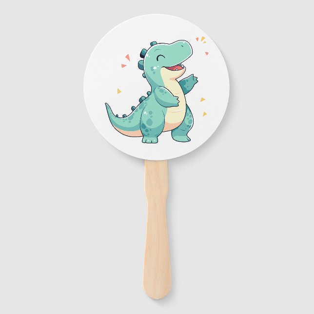 Kids Dino Mite!  Cute Dinosaur Birthday T Rex Hand Fan (Front)