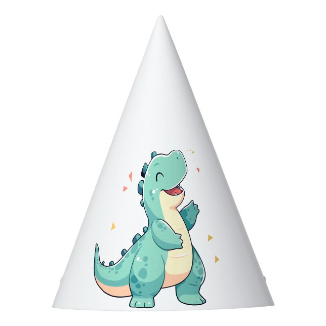 Kids Dino Mite! Cute Dinosaur Birthday T Rex Party Hat (Front)