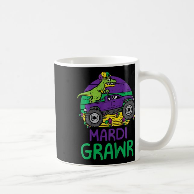 Kids Dino Monster Truck Mardi Grawr Mardi Gras Tod Coffee Mug (Right)