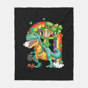 Kids Dino St Patricks Day Shirt Toddler Boys Girl Fleece Blanket