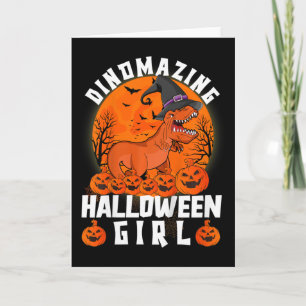 Kids Dinomazing Halloween Girl Dinosaur Saying Cos Card