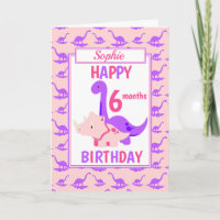 Kids Dinosaur 6 months Birthday Pink