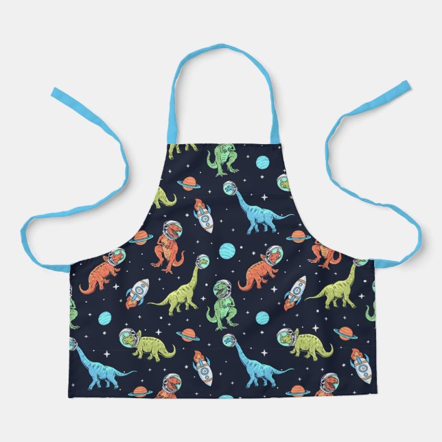 Kids Dinosaur Astronaut Pattern Apron (Front)
