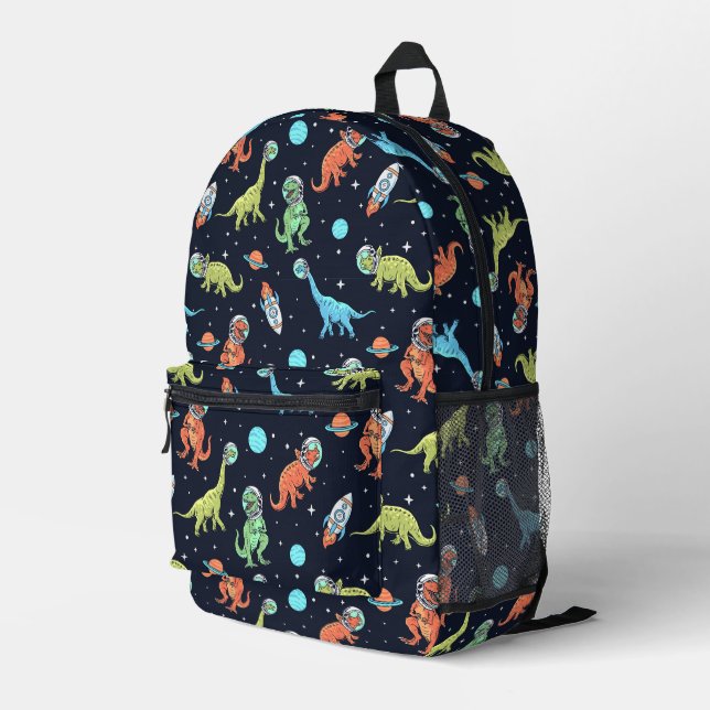 Kids Dinosaur Astronaut Pattern Printed Backpack (Back Corner Right)