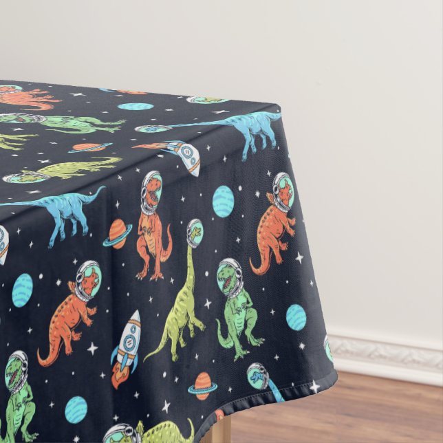 Kids Dinosaur Astronaut Pattern Tablecloth (In Situ)