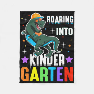 Kids Dinosaur Back To School Roaring Into Kinderga Fleece Blanket