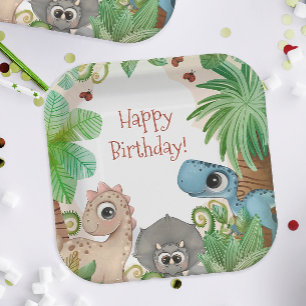 Kids Dinosaur Birthday Paper Plate
