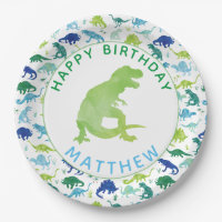 Kids Dinosaur Birthday Party Pattern Green Dino