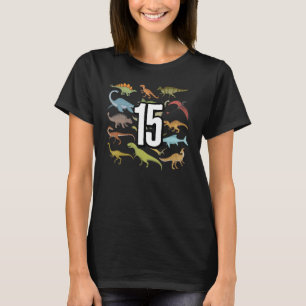Kids Dinosaur Birthday  rex For 15 Year Old 15th B T-Shirt