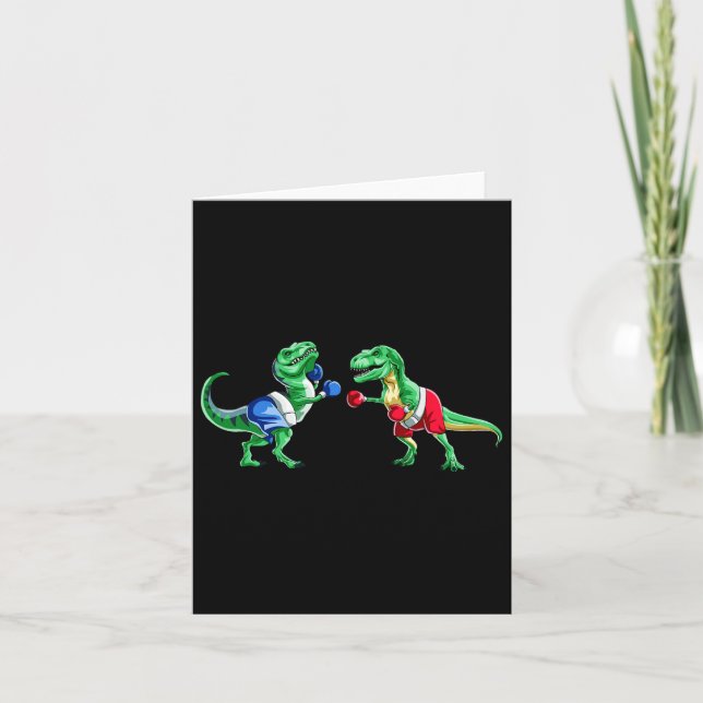 Kids Dinosaur Boxing T Rex T Shirt Gift Gloves Tru Card (Front)
