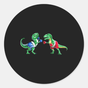 Kids Dinosaur Boxing T Rex T Shirt Gift Gloves Tru Classic Round Sticker
