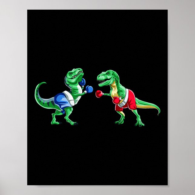 Kids Dinosaur Boxing T Rex T Shirt Gift Gloves Tru Poster (Front)