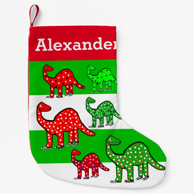 Kids Dinosaur Christmas Stocking Personalised Gift (Front)