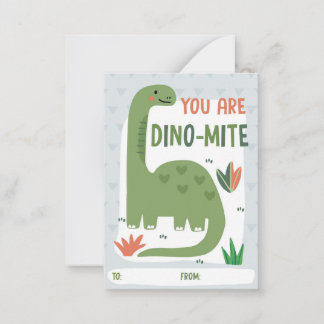 Kids Dinosaur Classroom Valentine Card