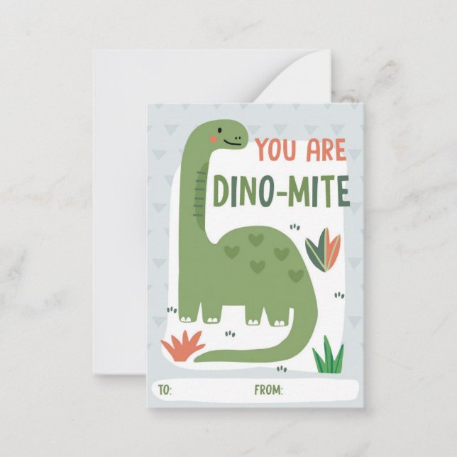 Kids Dinosaur Classroom Valentine Card (Front)