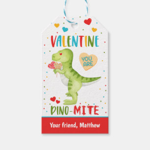 Kids Dinosaur Classroom Valentine Favour Tags