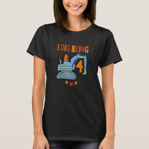 Kids Dinosaur Digger 4th Birthday, Construction Bu T-Shirt