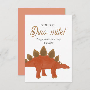Kids Dinosaur Dinomite Classroom Valentine Day Card