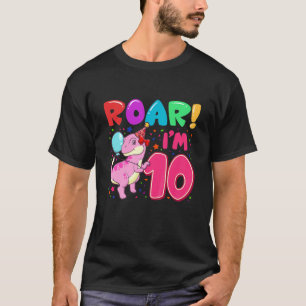 Kids Dinosaur Girl Roar Im 10 Year Old 10Th Birthd T-Shirt