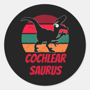Kids Dinosaur Hearing Loss Awareness Cochlear Impl Classic Round Sticker
