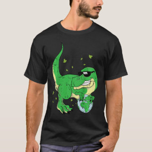 Kids Dinosaur Holding Planet Earth Day Environment T-Shirt