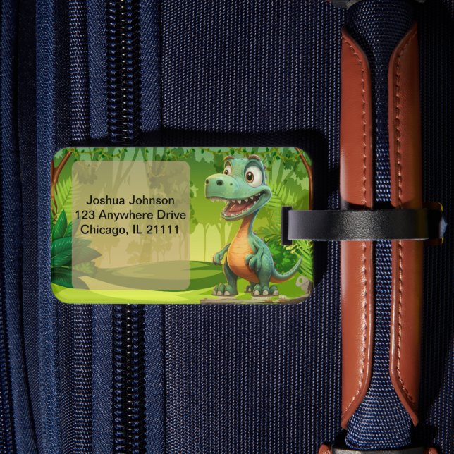 Kids Dinosaur Luggage Tag (Back Insitu 2)