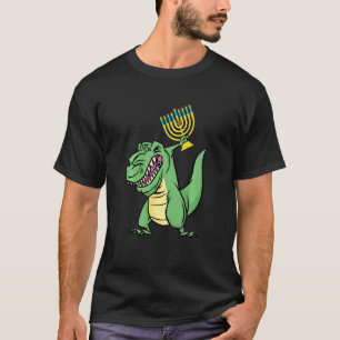 Kids Dinosaur Menorah Hanukkah  TRex Chanukah Jewi T-Shirt