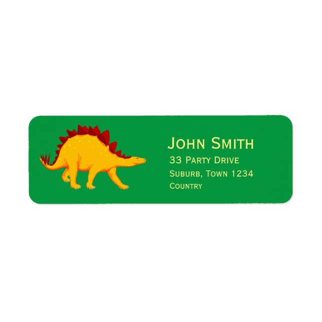 Kids dinosaur party Stegosaurus Return Address Label (Front)