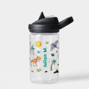 Kids Dinosaur Print and Personalised Name Water Bottle