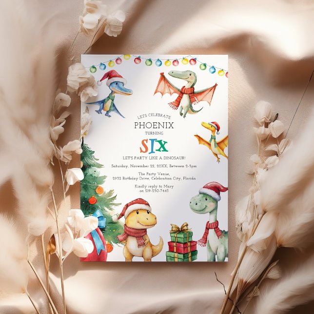 Kids Dinosaur Sixth Birthday Party Invitation (Creator Uploaded)