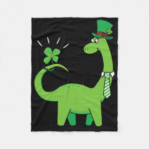 Kid's Dinosaur St Patricks Day Shamrock Shirt Todd Fleece Blanket