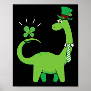 Kid's Dinosaur St Patricks Day Shamrock Shirt Todd Poster