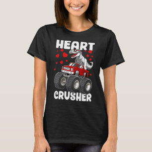 Kids Dinosaur T Rex Riding Monster Truck Valentine T-Shirt