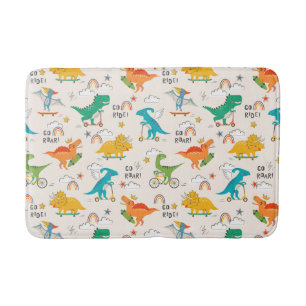 Kids Dinosaur Travelling Pattern Bath Mat