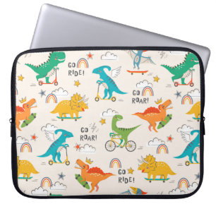 Kids Dinosaur Travelling Pattern Laptop Sleeve