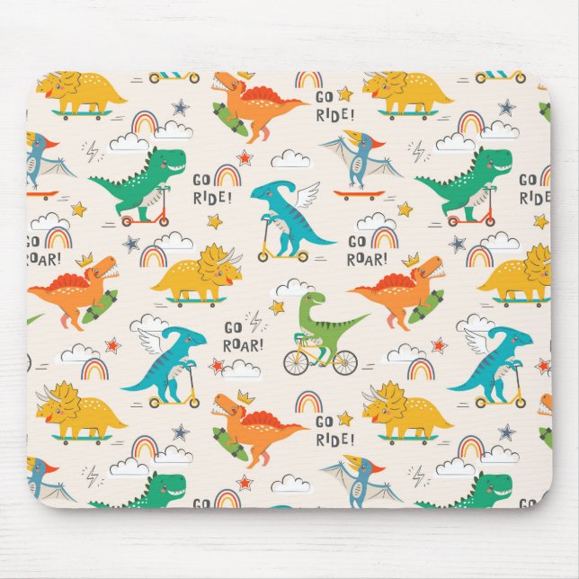 Kids Dinosaur Travelling Pattern Mouse Pad (Front)
