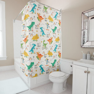 Kids Dinosaur Travelling Pattern Shower Curtain