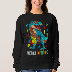 Kids Dinosaur Trex Embrace Differences Autism Awar Sweatshirt