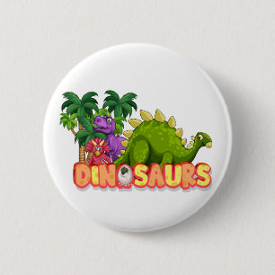 Kids Dinosaurs  6 Cm Round Badge