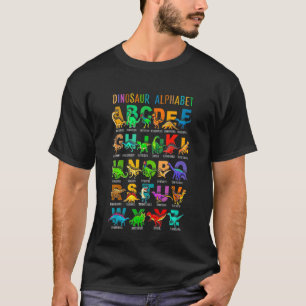 Kids Dinosaurs Alphabet Back To School Cute First T-Shirt