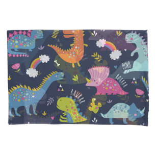Kids Dinosaurs: Colourful Vintage Pattern Pillowcase