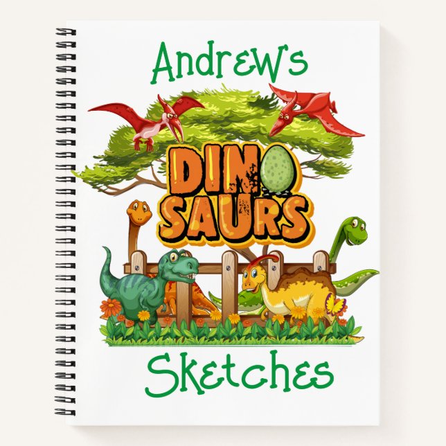 Kids Dinosaurs Sketch  Notebook (Front)